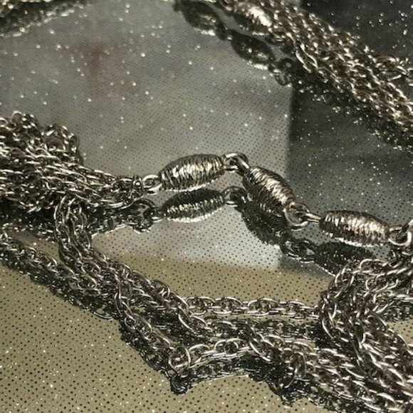 Vintage VENDOME Silver Tone Triple Strand Long Rope Chain Necklace with Brushed - Picture 8 of 10